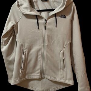 North Face Women's Ivory Color Hoodie, Size S/P, Zip up, Pre-Owned
